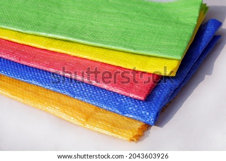 Polypropylene plastic bags different colors Royalty-Free Stock Photo #2043603926