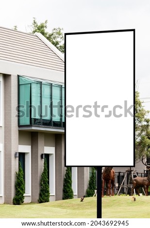 Outdoor billboard entrance to the village with white background mock up. clipping path