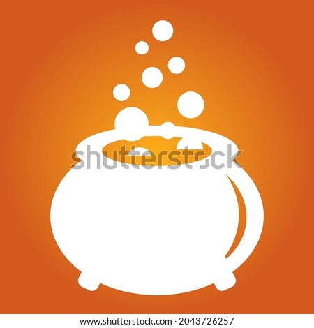 Simple illustration of witches cauldron with boiling magic potion