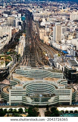 Aerial panoramic view of Paris city center 