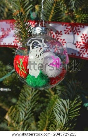 Colorful and cheerful Christmas tree decorations.