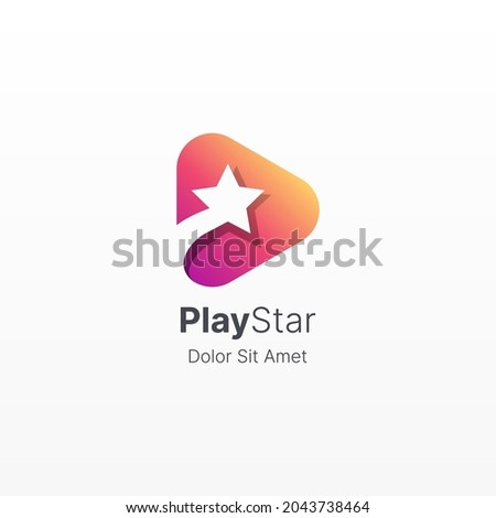 Colorful play icon with negative star logo