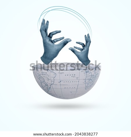 world sign languages, international day of sign languages, hand is on half Earth, 3D rendering, sign languages day Royalty-Free Stock Photo #2043838277