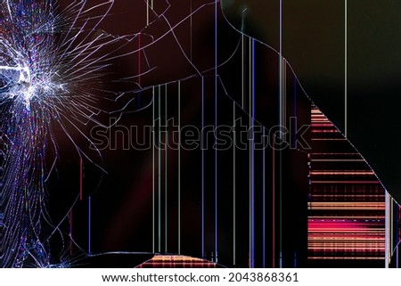 device screen is broken. abstract tech background. Royalty-Free Stock Photo #2043868361