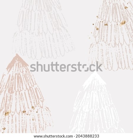 Christmas trees hand drawn  abstract textured pattern  for winter holidays seasonal greetings cards. Merry Christmas modern background