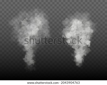 Fog or smoke isolated transparent special effect. White vector cloudiness, mist or smog background. Vector illustration