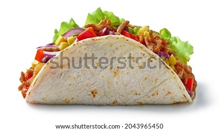 mexican food tacos isolated on white background Royalty-Free Stock Photo #2043965450
