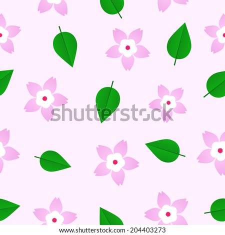 Flowers and leaves of sakura. Seamless background for your design