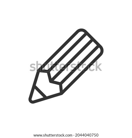 Thin line icon of pencil. Vector outline sign for UI, web and app. Concept design of pencil icon. Isolated on a white background.