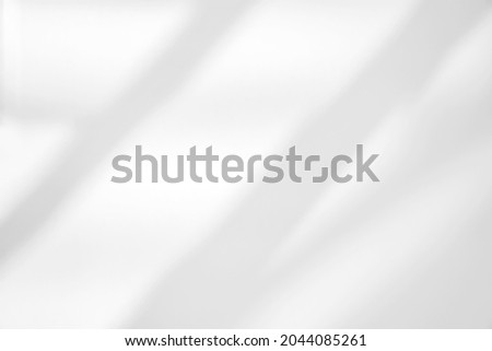 Natural Light and shadow from window overlay effect on  white background. Silhouette light abstract can use for wallpaper minimal,mock up design.Black and white blurred image backdrop. Royalty-Free Stock Photo #2044085261