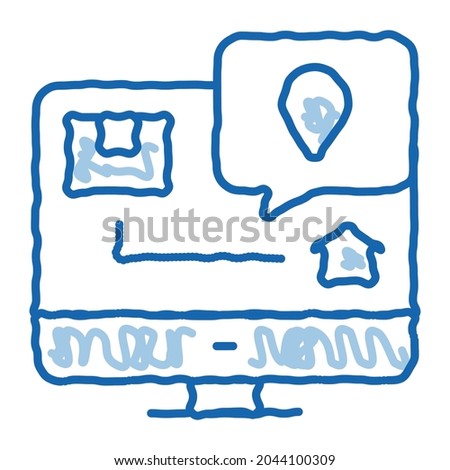 Parcel Destination Postal Transportation Company sketch icon vector. Hand drawn blue doodle line art sign. isolated symbol illustration