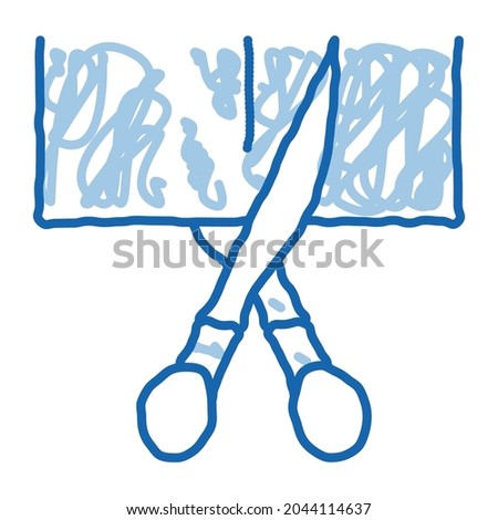 Scissors Cutting sketch icon vector. Hand drawn blue doodle line art Scissors Cutting sign. isolated symbol illustration