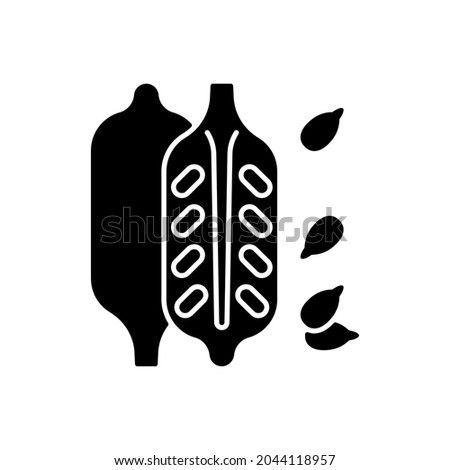 Sesame black glyph icon. Food ingredient, cooking seasoning. Nutritious additives. Condiment for cookery. Common allergen. Silhouette symbol on white space. Vector isolated illustration Royalty-Free Stock Photo #2044118957