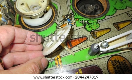 circuit boards and solenoids for pinball Royalty-Free Stock Photo #2044247819