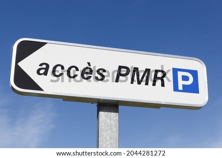 Access person with reduced mobility signpost in France