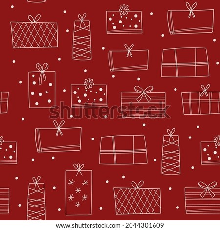 Christmas seamless pattern design with presents. Vector illustration.