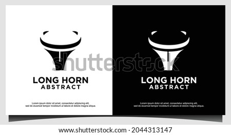 horn, Country Western Bull Cattle Vintage Label Logo Design