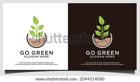 go green leaf logo design vector