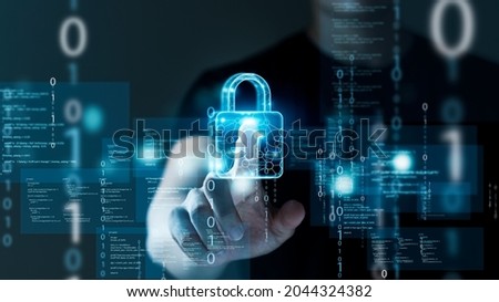 Concept of cyber security, information security and encryption, secure access to user's personal information, secure Internet access, cybersecurity. Royalty-Free Stock Photo #2044324382