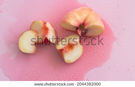 Citted of Apricot fruit put on wet background