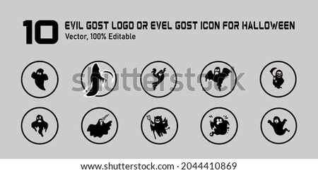 collection evil gost logo or evil gost icon for for halloween, Halloween icon set,symbol and vector,Can be used for web, print and mobile