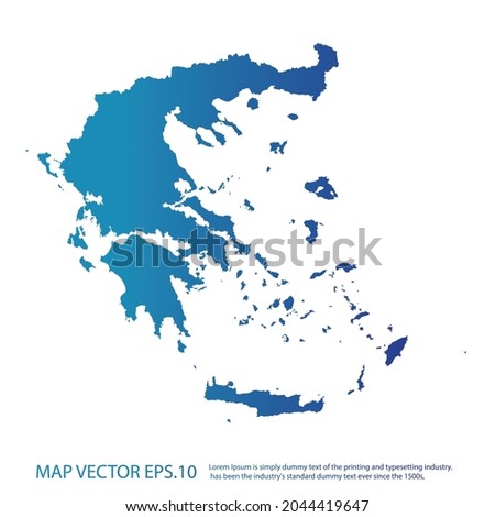 Greece map , infographic style , blue gradient color , on white background with Map World. Wire frame 3D mesh , Royalty-Free Stock Photo #2044419647