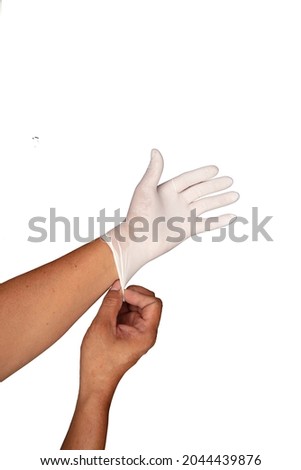 Hand with Nitrile glove , healthy concept to prevent virus and bacteria