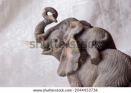 Toy sculpture of an African elephant and a little elephant