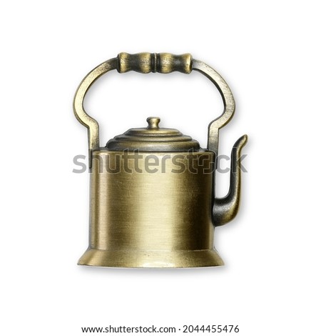 Souvenir (magnet) from the museum of teapots isolated on white background. Design element with clipping path