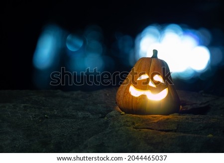 pumpkin lantern lights inner glow to celebrate halloween day and for fun in the night scene.