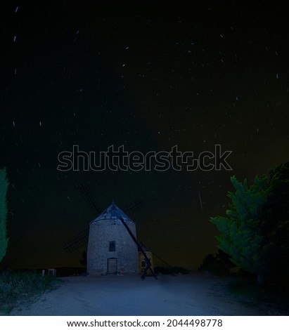 Windmills on a starry night