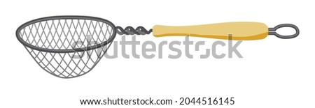 Tea strainer - hand drawn vector illustration isolated on white. Flat color design. Royalty-Free Stock Photo #2044516145