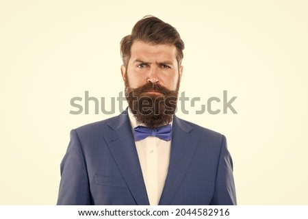 Handsome brunette model with beard and moustache. Business man portrait. Perfect suit. bearded man in expensive suit. Handsome serious businessman. Business Suits for Men. male fashion model posing