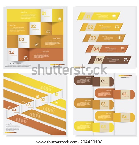 Collection of yellow color design clean number banners template/graphic or website layout. Vector.
