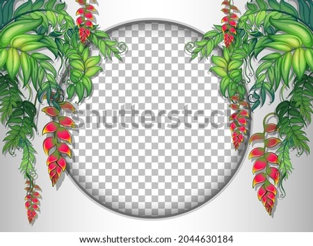 Round frame transparent with tropical leaves template illustration