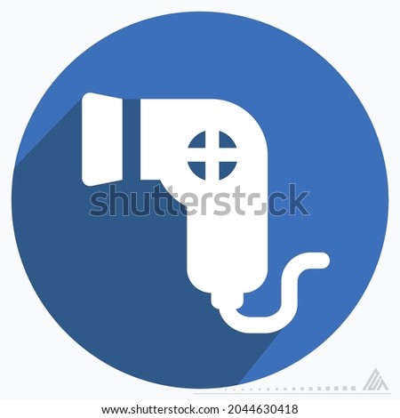Icon Vector of Hair Dryer - Long Shadow Style - Simple illustration, Editable stroke, Design template vector, Good for prints, posters, advertisements, announcements, info graphics, etc.