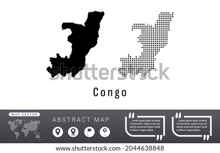 Congo map vector set halftone dots black.