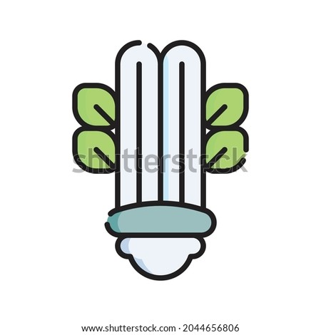 Energy Saving Icon Vector Illustration. Flat Outline Cartoon. Sustainable Energy Icon Concept Isolated Premium Vector