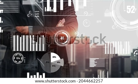 Conceptual business dashboard for financial data analysis . 3D render computer graphic .