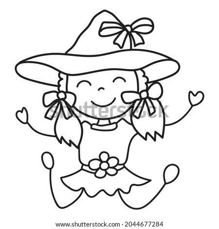doodle hand drawn halloween clipart witch, kid, illustration vector EPS10