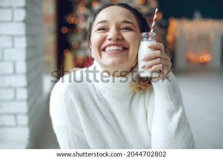 Woman for Christmas. Fat woman on a holiday. High quality photo