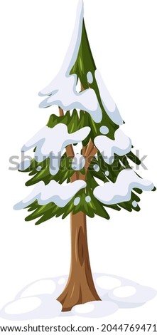 Tree covered with snow illustration