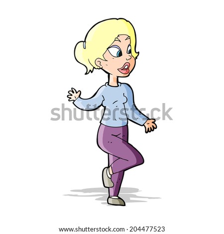 cartoon friendly woman waving