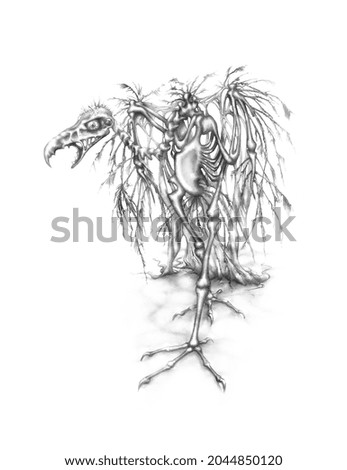Pencil drawing of a vulture caricature