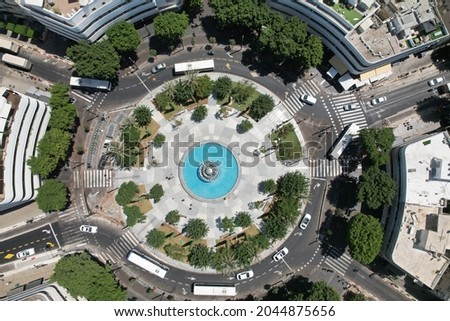 Tel aviv Dizengoff square top view. Royalty-Free Stock Photo #2044875656