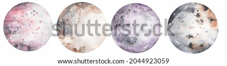 Watercolor Planets and Moon Phases Clipart, crescent clipart, Celestial Clipart, Galaxy Graphics, modern card design, Lunar Clip Art 
