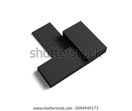 Blank black business cards isolated on white background. Clipping path. Mockup for branding identity.