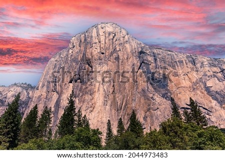 World famous rock climbing wall of El Capitan, Yosemite national park, California, usa Royalty-Free Stock Photo #2044973483