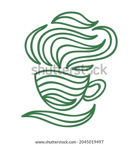 Green tea cup. Vector illustration