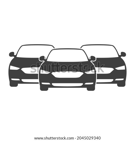 Car fleet icon. Front image of a group of cars. Clipart image isolated on white background. Vector illustration. Royalty-Free Stock Photo #2045029340
